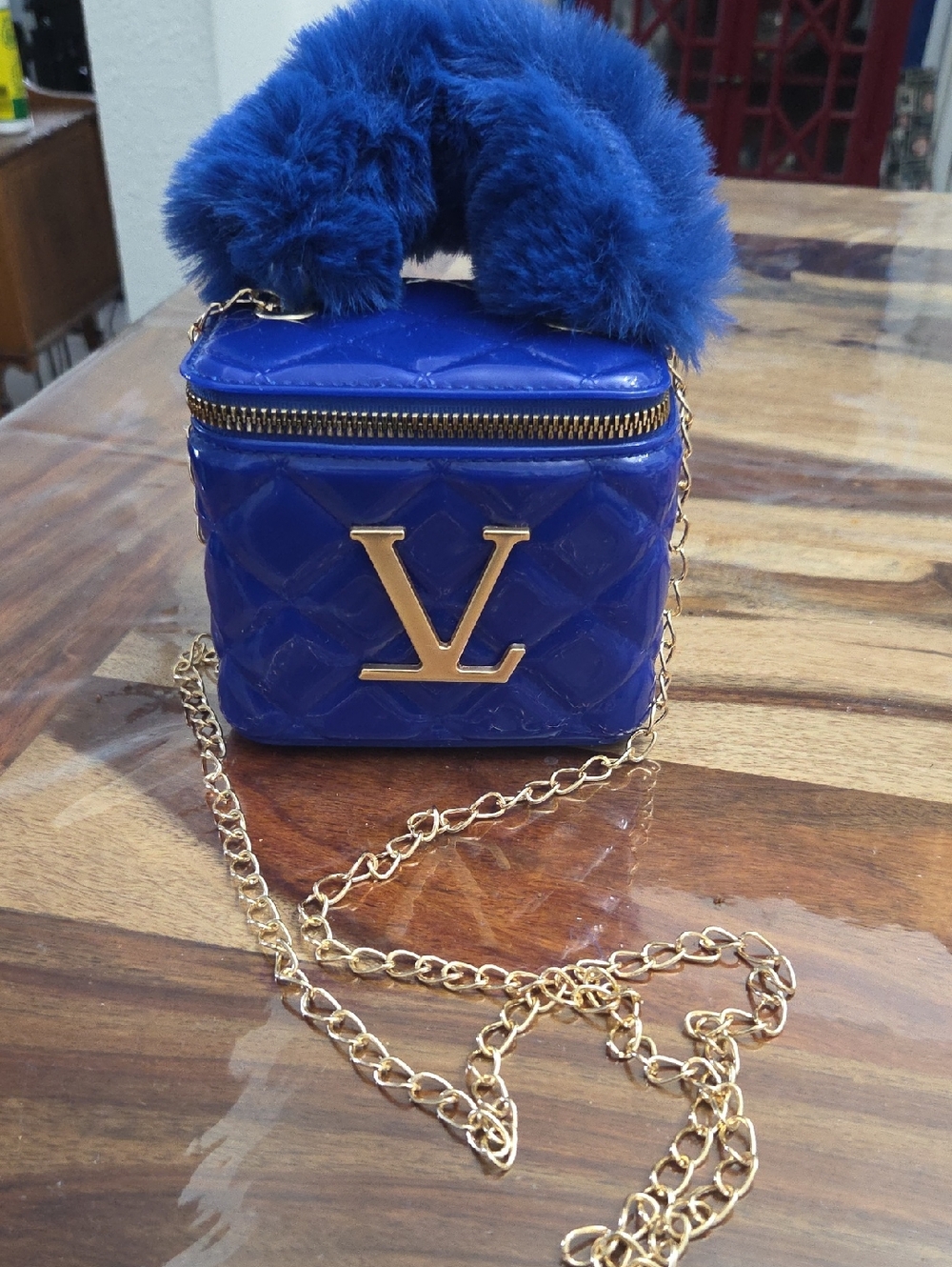 Fun Fashion Blue Quilted Crossbody Bag NWOT